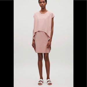 COS short sleeved layered dress in Dusty Rose Pink Size Small